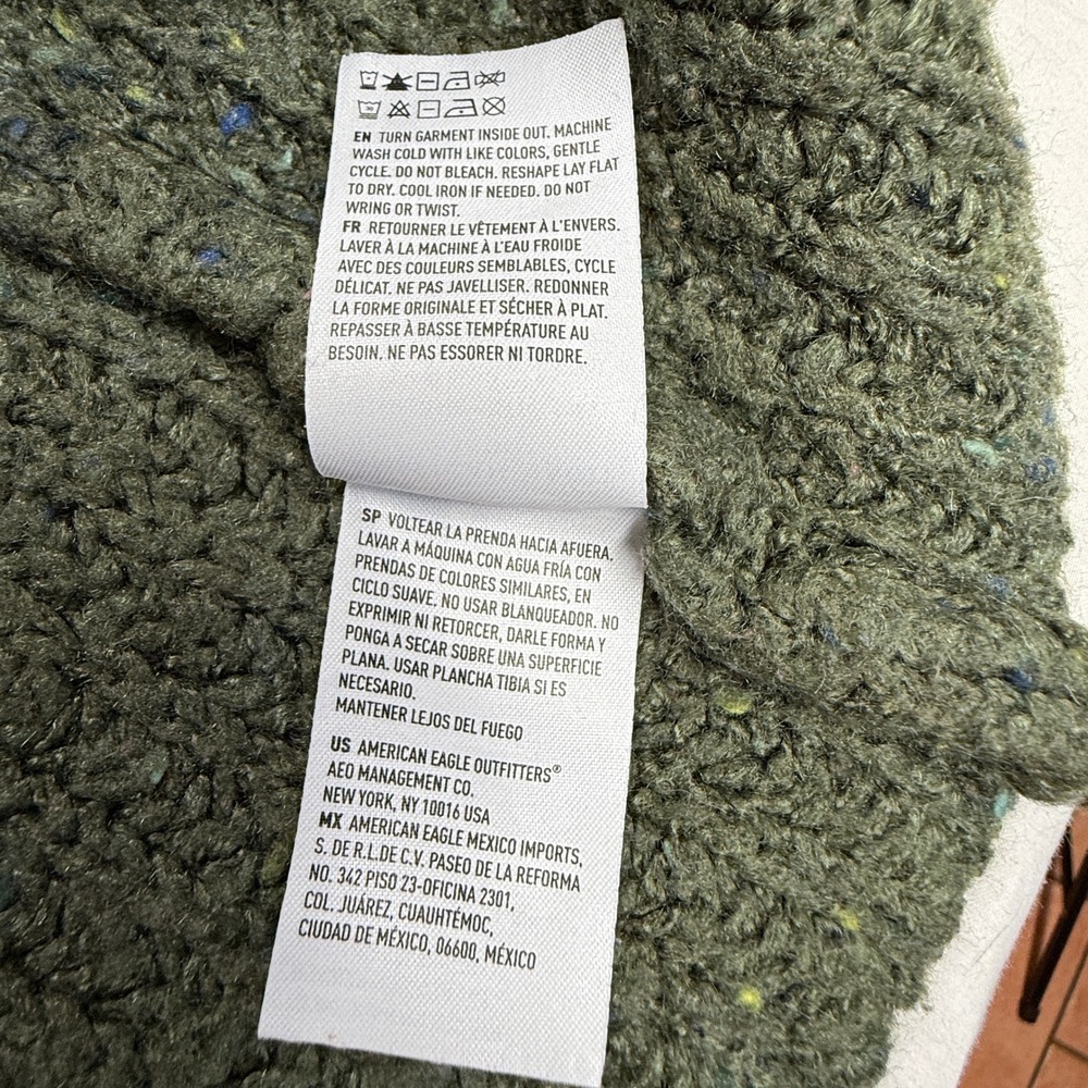 American Eagle Olive Green Open Front Textured Cardigan  Womens M Cottagecore - Picture 12 of 14